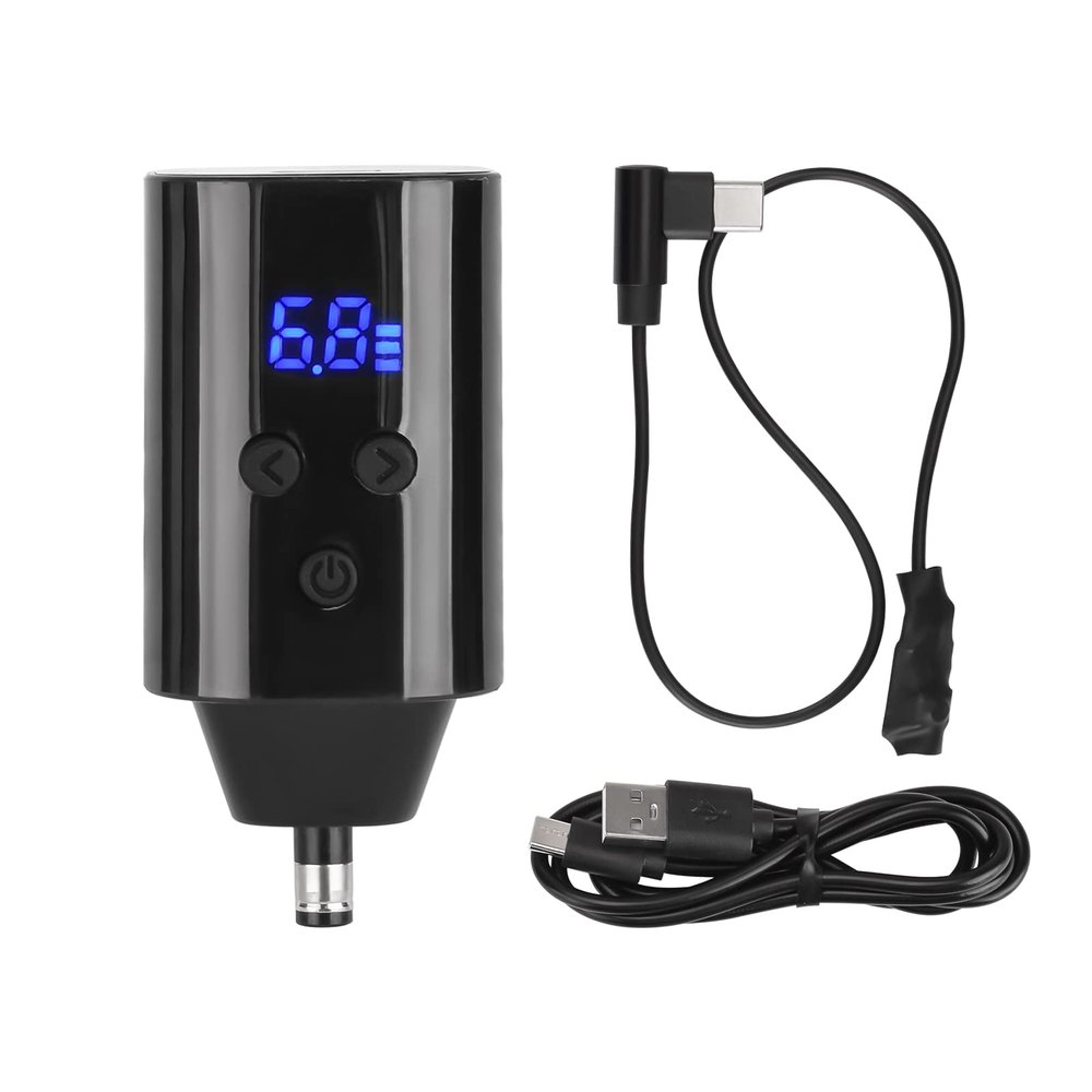 ATOMUS Tattoo Wireless Power Supply DC Connector with Switch Controller Tattoo Power Supply Rechargeable USB Digital Display 1500mAh Tattoo Machine Pen