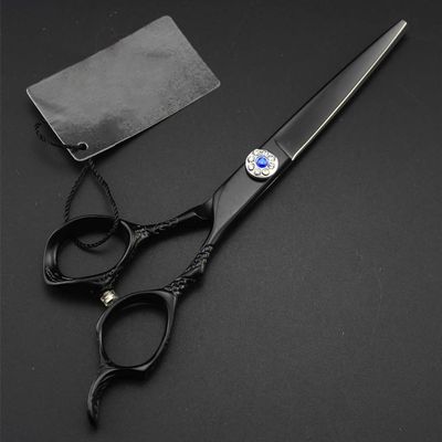 Professional Hair Cutting Shears, 6 inch Professional Japan 440c Black scissor Gem hair scissors haircut thinning barber tools cutting shears hairdresser scissors (Color : Cutting)