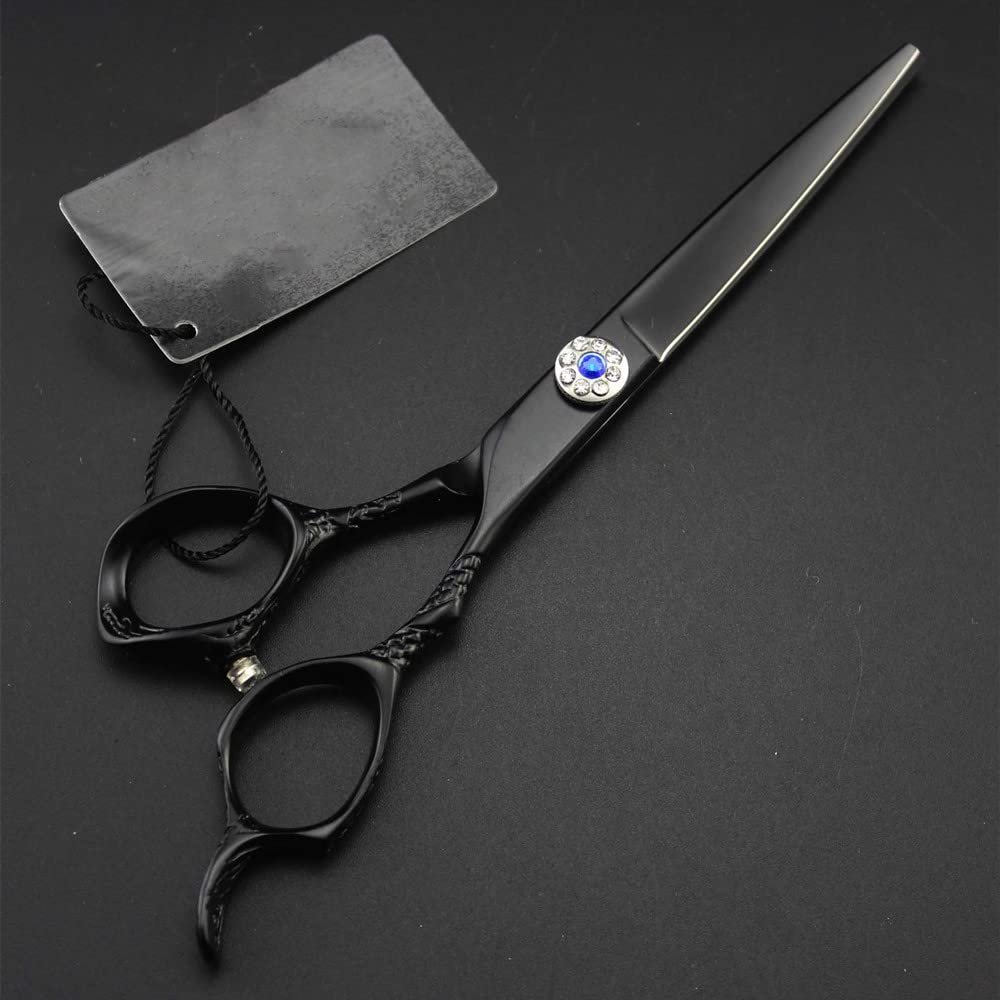 Professional Hair Cutting Shears, 6 inch Professional Japan 440c Black scissor Gem hair scissors haircut thinning barber tools cutting shears hairdresser scissors (Color : Cutting)