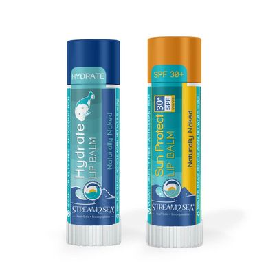 STREAM 2 SEA Naturally Naked Lip Balm Set - Reef Safe SPF 30 Unscented Hydrating Lip Care, Moisturizing + Sun Protect Outdoor Lip Balm For Beach and Sports, Paraben Free Natural Lip Care