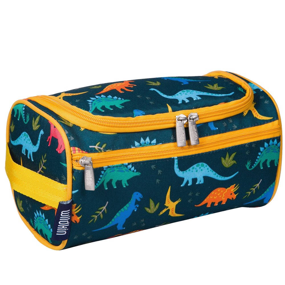 Wildkin Kids Toiletry Bag  Spacious & Durable, Ideal for School, Travel & Overnight Trips - Jurassic Dinosaurs