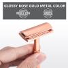 Safety Razor for Men and Women,All Double Edge Razor Blades Lady Razor Eco-Friendly Zero Waste Beauty Environmentally,Rose Gold view 3