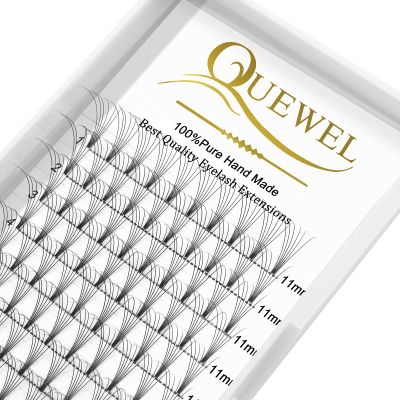 QUEWEL Premade Lash Fans, 6D Premade Fans Eyelash Extensions 0.10mm Thickness C Curl 11mm Volume Lash Extensions Short Stem Pre Made Fans Eyelash Extensions(6D 0.10C 11mm)