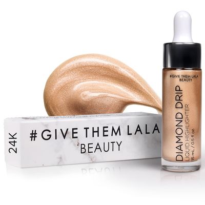 Diamond Drip Liquid Highlighter By Give Them Lala- Highly Pigmented Shimmer Highlighter For Face & Chest- Illuminator Drops For Diamond Sparkle- Glow Drops For Dewy Foundation, Cruelty-Free - (24K)