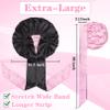 Jumbo Reversible Double Layer Satin Bonnet for Black Women, Adjustable Extra Large Sleeping Satin Lined Night Cap with Wide Tie Band for Braids, Long Curly Hair (Black Pink) view 3