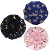 TCOTBE 3 Pcs Soft Satin Bonnet Silk Hair Wrap for Sleeping Silk Sleeping Cap with Wide Elastic Band Night Sleep Cap Single Layer Night Sleeping Head Cover for Women Black view 1