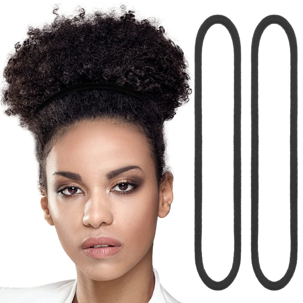 Dingion 80 Count Extra Long Hair Tie for Thick and Curly Hair Elastic Ponytail Holders for Women No Metal Bands Accessories(Black)