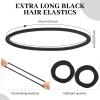 Dingion 80 Count Extra Long Hair Tie for Thick and Curly Hair Elastic Ponytail Holders for Women No Metal Bands Accessories(Black) view 2