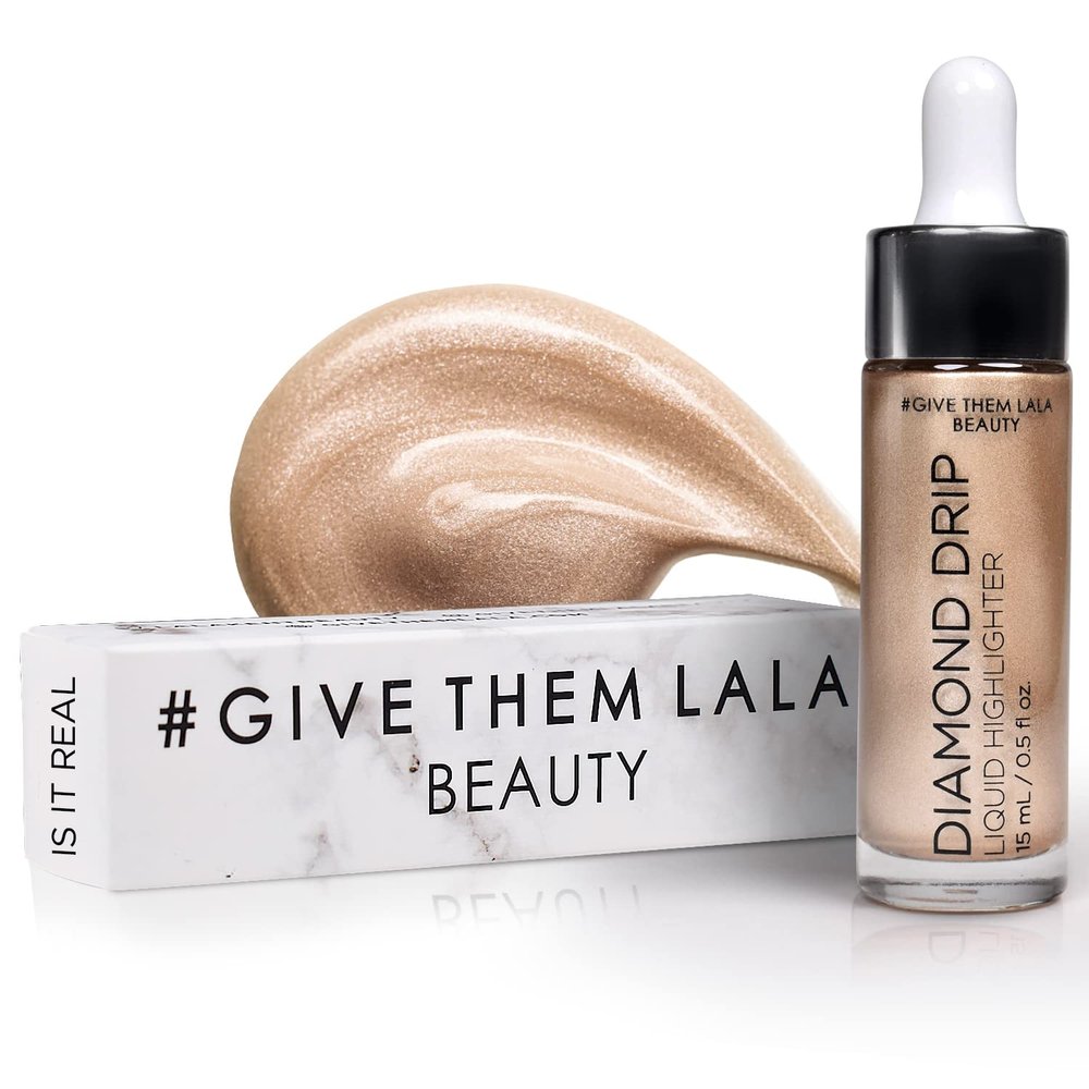 Diamond Drip Liquid Highlighter By Give Them Lala- Highly Pigmented Shimmer Highlighter For Face & Chest- Illuminator Drops For Diamond Sparkle- Glow Drops For Dewy Foundation, Cruelty-Free -(Is It Real)