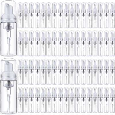 70 Pcs 2 oz Plastic Foam Soap Dispensers Refillable Lash Shampoo Bottles with Pump Mini Eyelash Cleaning Foam Bottle Dispenser for Refillable Travel Cosmetics (Transparent)