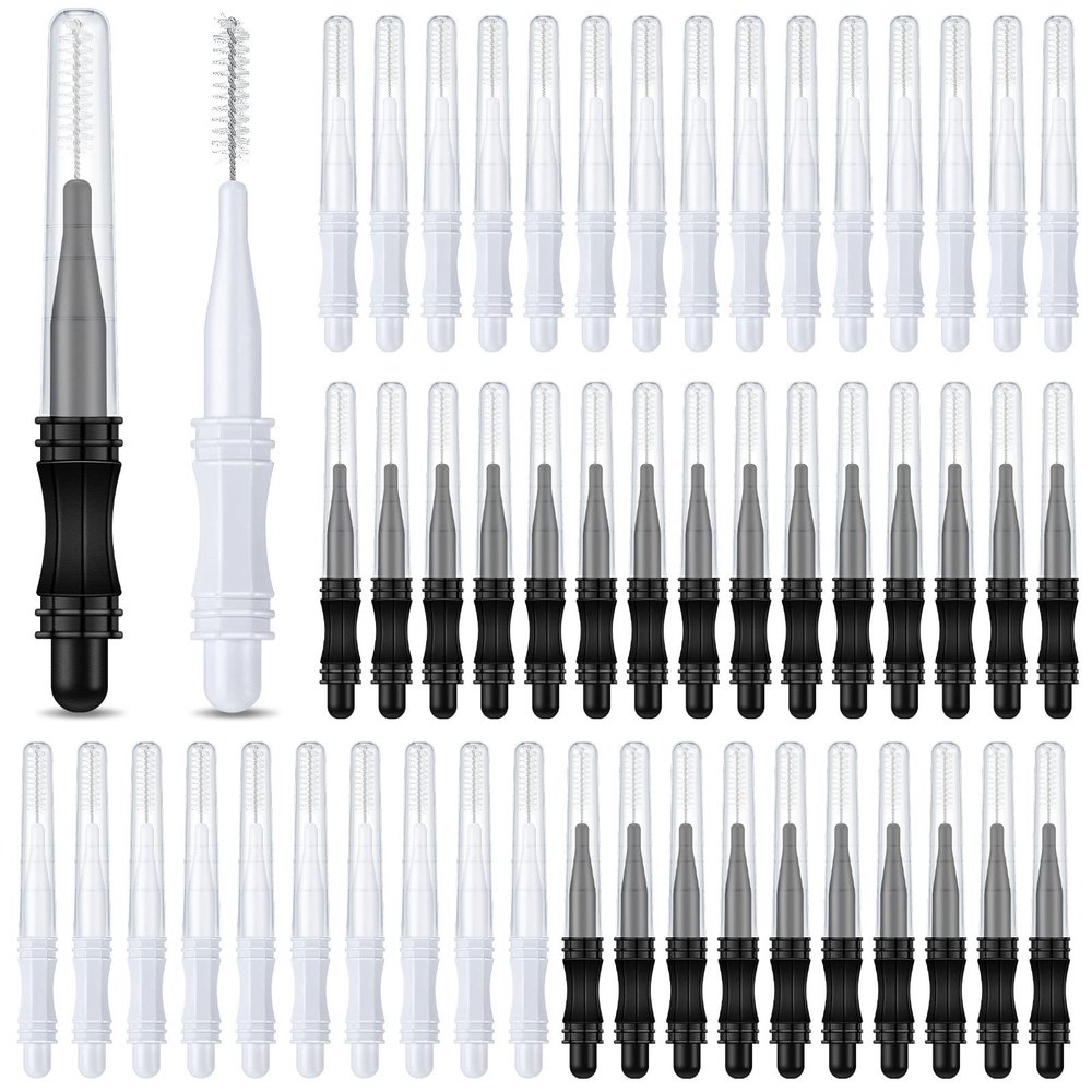 100 Pcs Micro Eyebrow Brush with Cap Brow Lamination Eyelash Brow Brush Lash Filler Eyebrow Lift Tools for Eyelashes Extensions(Black, White)