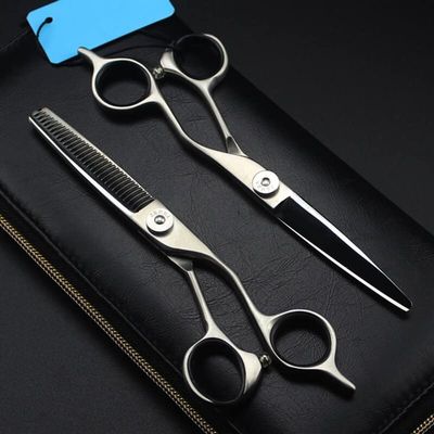 Professional Hair Cutting Shears, Professional Japan 440c steel 6 inch Upscale scissor Matte hair scissors haircut thinning barber cutting shears hairdresser scissors (Color : Set with bag)