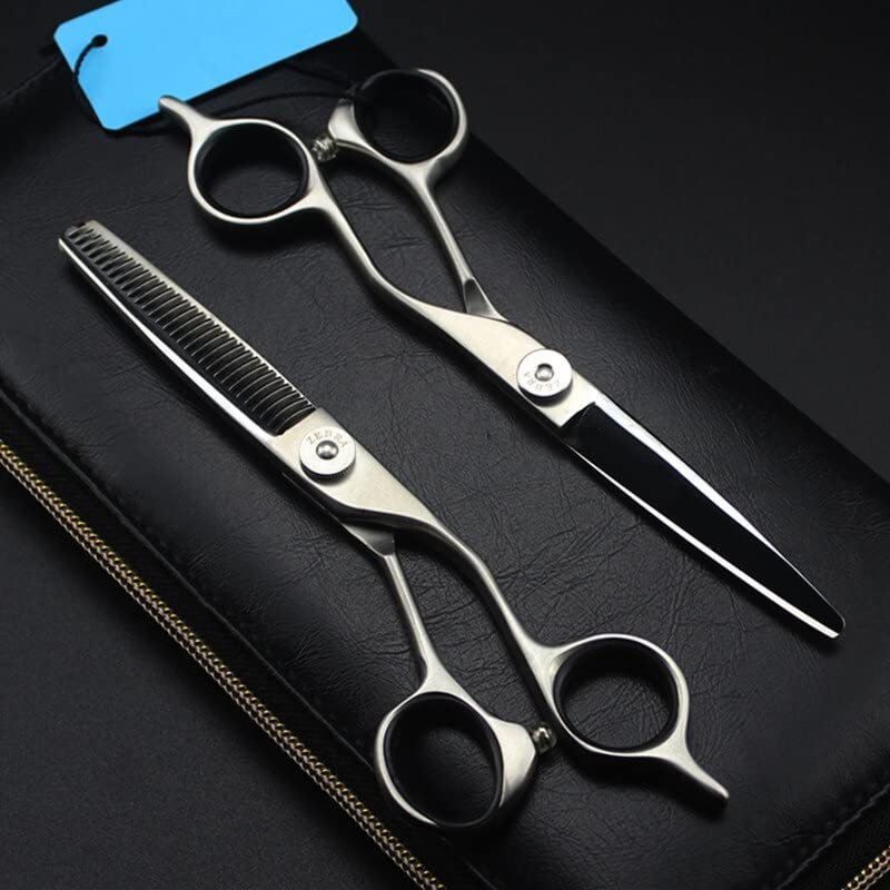 Professional Hair Cutting Shears, Professional Japan 440c steel 6 inch Upscale scissor Matte hair scissors haircut thinning barber cutting shears hairdresser scissors (Color : Set with bag)