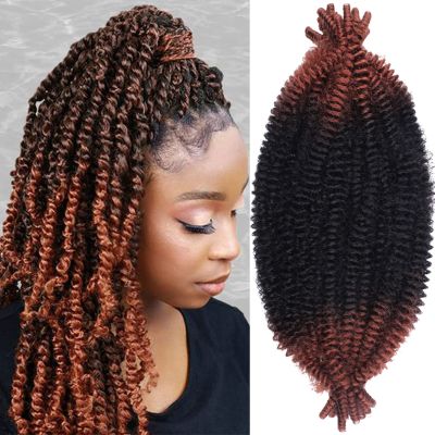 20 Inch Pre-Separated Springy Afro Twist 8 Pack Spring Twist Crochet Braiding Hair For Butterfly Soft Locs Synthetic Marley Twist Hair Extension For Black Women(8 Strands/Pack,RS350#)
