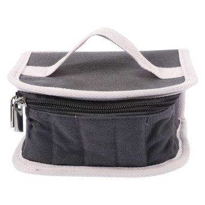 Beavorty Portable Grey Storage Case Compartments for Bottles Nail Polish Canvas Organizer for Travel and Home Use