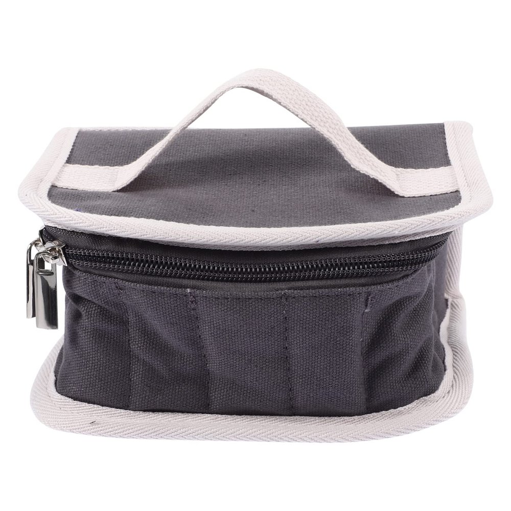 Beavorty Portable Grey Storage Case Compartments for Bottles Nail Polish Canvas Organizer for Travel and Home Use