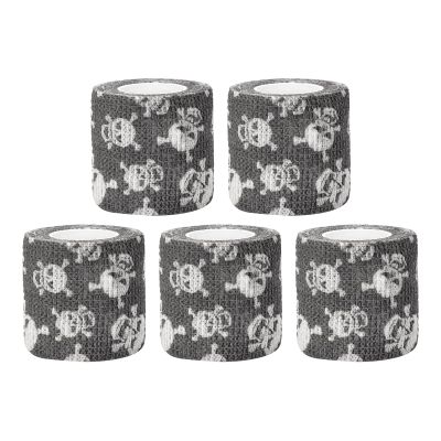 ATOMUS 5pcs 5cm * 1.8m Disposable Cohesive Self-adhesive Tattoo Grip Bandage Roll Mini Elastic Handle Grip Tube Cover Wrap (#01)