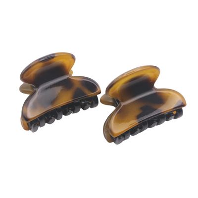 Parcelona French Glossy Oval 1 1/4" Hair Claw Clips, Set of 2, No-Slip Grip, Strong Hold, Made in France, Durable Styling Accessories for Women & Girls, (Light Shell Savana)