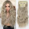 Deethens 4PCS Clip in Beach Wavy Hair Extensions 20 Inches Long Synthetic Hairpieces Bouncy Curly Hair Extensions for Women (20 Inch, Dark Ash Blonde Mix Platinum Blonde) view 1