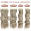 Deethens 4PCS Clip in Beach Wavy Hair Extensions 20 Inches Long Synthetic Hairpieces Bouncy Curly Hair Extensions for Women (20 Inch, Dark Ash Blonde Mix Platinum Blonde) view 2