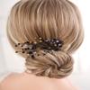 Missgrace Women Bridal Wedding Gold Red Black Side Crystal Hair Comb Special Occasion Headpiece Hair Accessories for Women (Black) view 1
