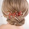 Missgrace Women Bridal Wedding Gold Red Black Side Crystal Hair Comb Special Occasion Headpiece Hair Accessories for Women (Red) view 1