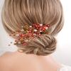 Missgrace Women Bridal Wedding Gold Red Black Side Crystal Hair Comb Special Occasion Headpiece Hair Accessories for Women (Red) view 3