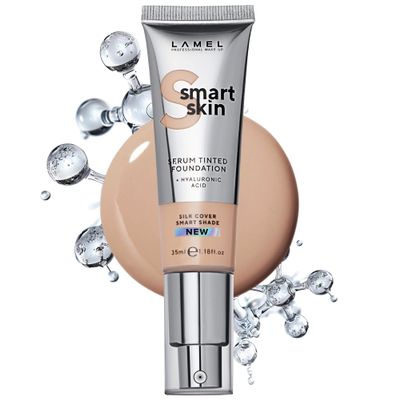 LAMEL Smartskin Serum Tinted Foundation - Hydrating & Nourishing - Hypoallergenic & Skin-Caring - Color Correcting - Anti-Aging Formula with Hyaluronic Acid - 402, 1,18 fl.oz
