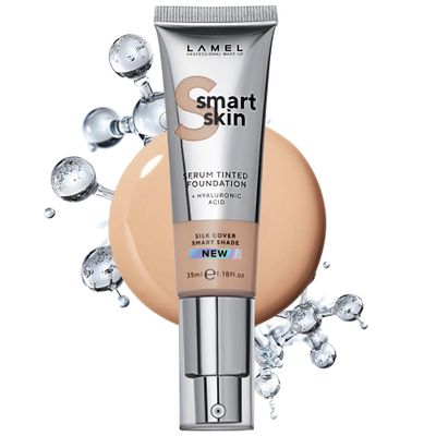 LAMEL Smartskin Serum Tinted Foundation - Hydrating & Nourishing - Hypoallergenic & Skin-Caring - Color Correcting - Anti-Aging Formula with Hyaluronic Acid - 403, 1.18 fl.oz