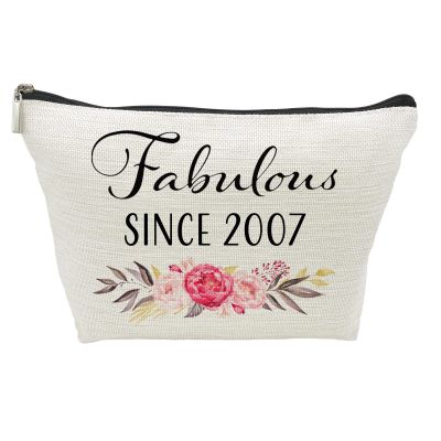 18th Birthday Gifts for Girls, Sweet 18 Year Old Gift Makeup Bag, 18 Birthday Gift Makeup Bags for Her, Sister, Friend, Daughter, Teen Girl Gifts Makeup travel Bag, Cosmetic Bag, Fabulous Since 2007