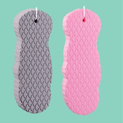 BZG 2Pack exfoliating Bath Sponge,Bath sponges for Shower,Bath sponges for Women,Shower Sponge, Pink Grey 2 Count (Pack of 1)