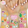 xo, Fetti 104 Kids Temporary Tattoos | Birthday Girl Party Favors, DIY Home Activity, Gift, Cute Temp Tats, Princess, Girl Power, Flower, Rainbow view 1