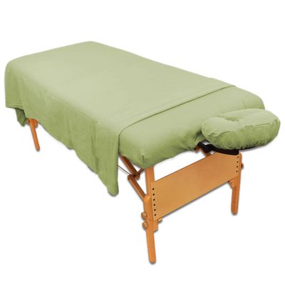 Body Linen 10 Pack Deluxe 3 Piece Flannel Sheet Set - Super Soft & Durable 100% Double-Brushed Cotton Flannel - Includes Flat Sheet, Fitted Sheet, and Fitted Face Cradle Cover - Sage