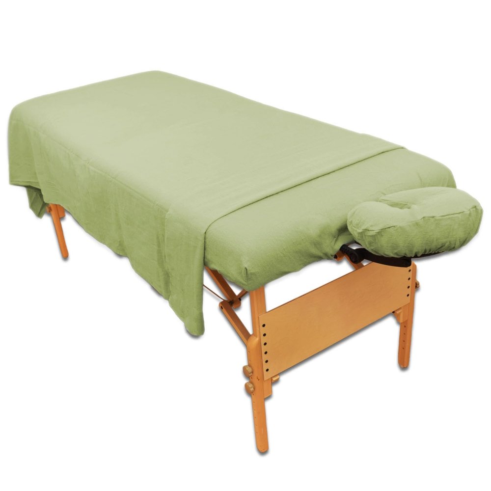 Body Linen 10 Pack Deluxe 3 Piece Flannel Sheet Set - Super Soft & Durable 100% Double-Brushed Cotton Flannel - Includes Flat Sheet, Fitted Sheet, and Fitted Face Cradle Cover - Sage