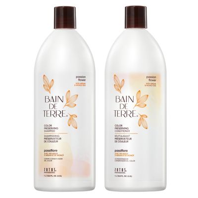 Bain de Terre Color Preserving Shampoo and Conditioner Set | Passion Flower | Protects & Maintains Color-Treated Hair | Paraben Free | Color-Safe | 33.8 Fl Oz | Packaging May Vary
