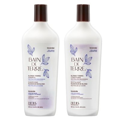 Bain de Terre Color Enhancing Shampoo and Conditioner Set | Lavender | Neutralizes Brassy Tones for Color-Treated Hair | Paraben Free | Color-Safe | 10.1 Fl Oz