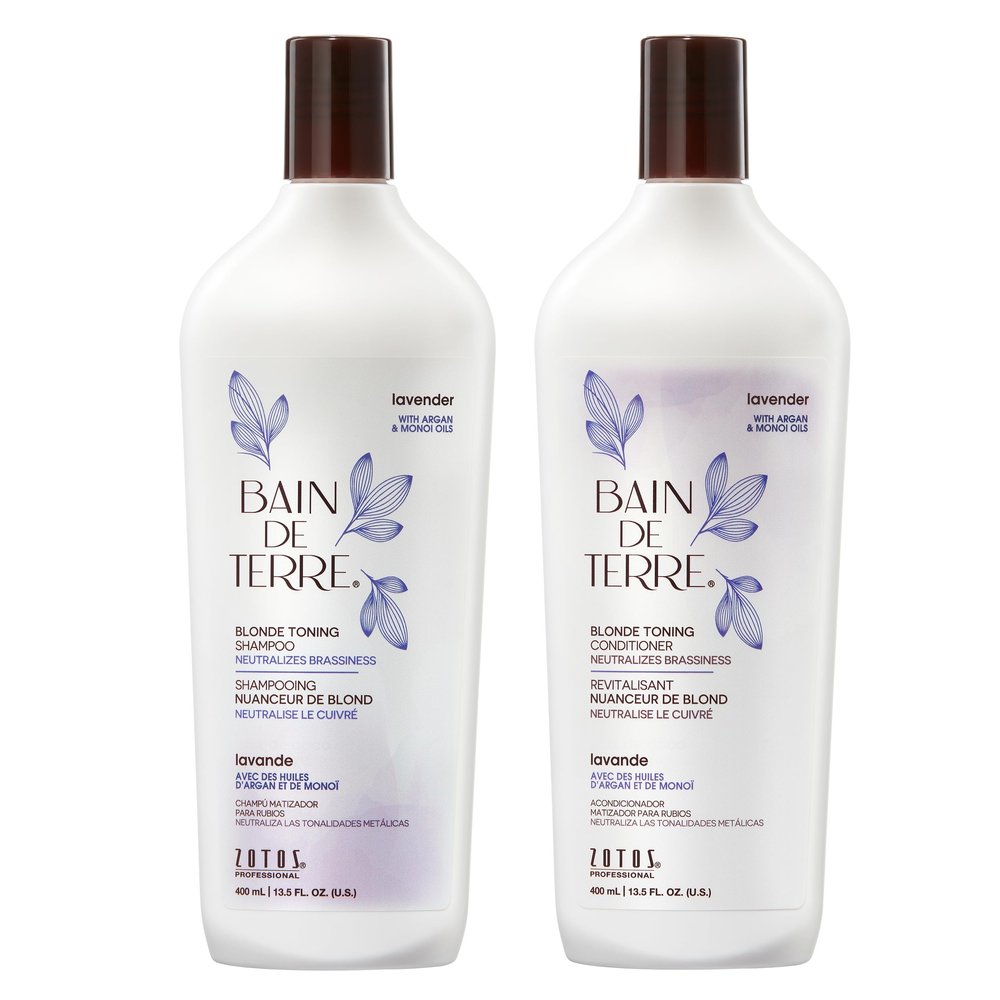 Bain de Terre Color Enhancing Shampoo and Conditioner Set | Lavender | Neutralizes Brassy Tones for Color-Treated Hair | Paraben Free | Color-Safe | 10.1 Fl Oz