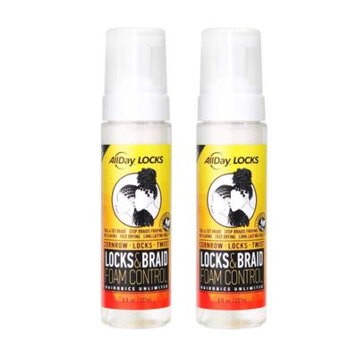 AllDay Locks Braid Foam | Long Lasting Mousse for Style & Shine | No Frizz or Fraying | Moisturizes & Seals Braids, Locks, Twists, Cornrows | 8 oz, 2-pack