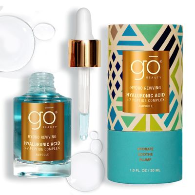 Go Beauty Daily Hydrating Serum with Triple Hyaluronic Acid Hydrating, Hydrolyzed Collagen, Vitamin B5, Panthenol + 7 Peptide Complex for Dry, Dull, Aging Skin - Hydro Reviving, 1 fl. oz.