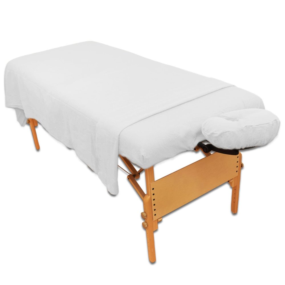 Body Linen 10 Pack Deluxe 3 Piece Flannel Sheet Set - Super Soft & Durable 100% Double-Brushed Cotton Flannel - Includes Flat Sheet, Fitted Sheet, and Fitted Face Cradle Cover - White - 10 Pack