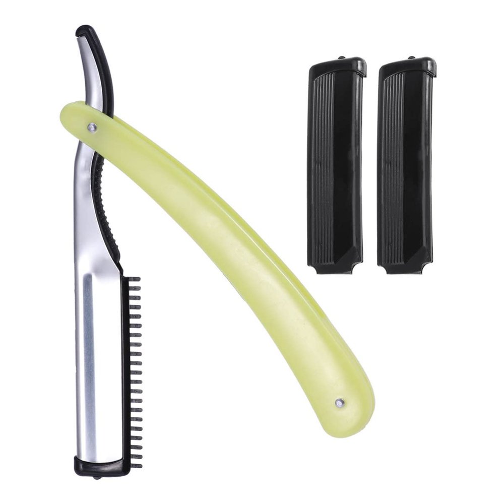 EXCEART Stainless Steel Folding Straight for Manual Shaving Traditional Barber Tool for Beard and Sideburns Travel-friendly Design for Men Grooming