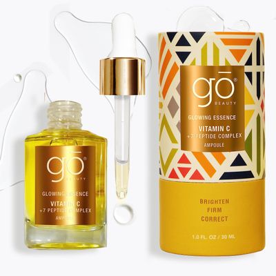 Go Beauty Daily Skin Brightening & Tightening Serum with Vitamin C, Niacinamide, Vitamin B5, Collagen & + 7 Peptide Complex for Dark Spots, Dull & Uneven Skin Tone  Glowing Essence,1 fl. Oz