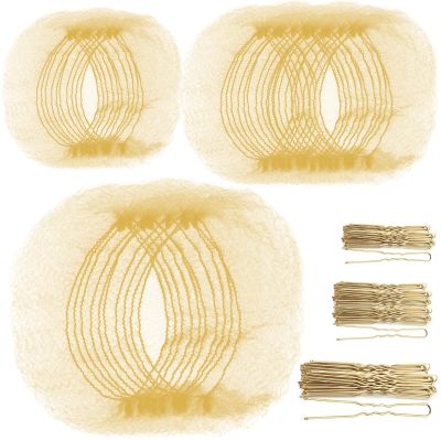 Teenitor Hair Nets Invisible Elastic Edge Mesh and Bobby Pins Set,40 Pieces HairNets, 80 Pieces U Shaped Pins for Ballet Bun,3 Size, Blonde