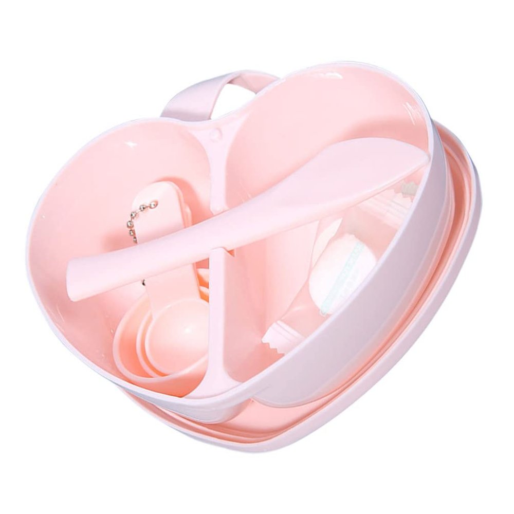 Beavorty 1set Professional Diy Facial Mask Mixing Bowl Set Heart-shaped Kit Spoons for Homemade Skincare Treatments Material for Easy Mixing and Application Random Color