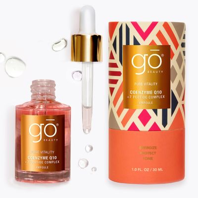Go Beauty Longevity CoQ10, Daily Antioxidant Defense Serum - A Super Food for Skin, Boost Skin Health, Anti-Aging, Sun Damage, Sagging Skin  with 7 Peptides & Vitamin B3  Pure Vitality, 1 fl. Oz