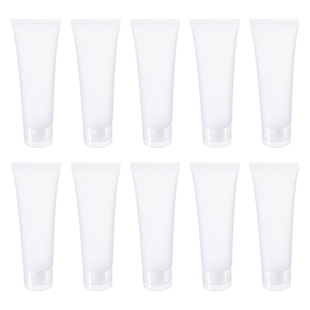 PATIKIL 50ml Squeeze Tube, 15 Pack Empty Cosmetic Tubes Plastic with Flip Lid for Travel Household, Translucent Frosted