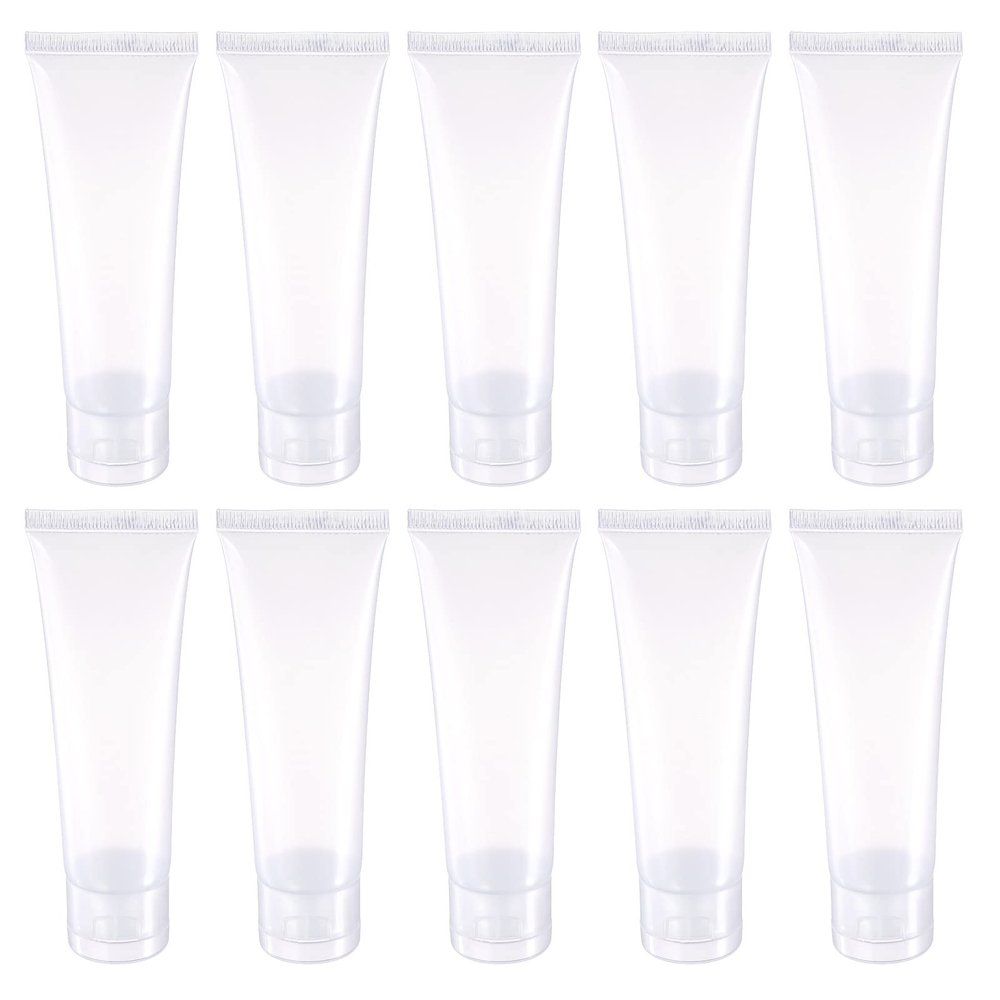 PATIKIL 50ml Squeeze Tube, 15 Pack Empty Cosmetic Tubes Plastic with Flip Lid for Travel Household, Clear