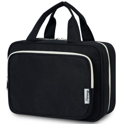 Narwey Travel Toiletry Bag for Women Large Hanging Makeup Bag Organizer Toiletries Bag for Full Size Essentials Accessories Cosmetics (Black (Large))