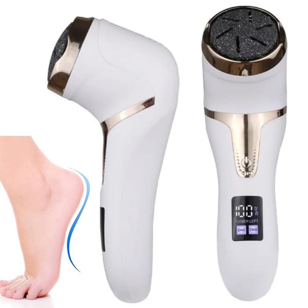 Electric Foot Grinder, Rechargeable Electric Foot Callus Remover with Vacuum, Professional Foot File Pedicure Tools for Hard, Dry, Cracked, Dead Skin (3 Grinding Heads, 2 Speed)