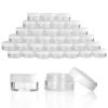 100pcs empty 10g clear round small plastic cosmetic jar pot containers for makeup lip balm powder sample wholesale bulk 0.33 OZ cream jars with White lids travel container bottles packing view 1